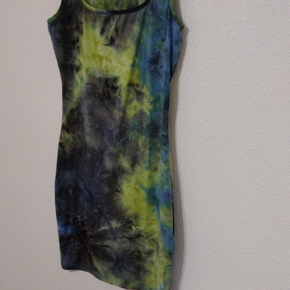 Tie-Dye Mini Dress - Blue and Green - Picture 4 of 4